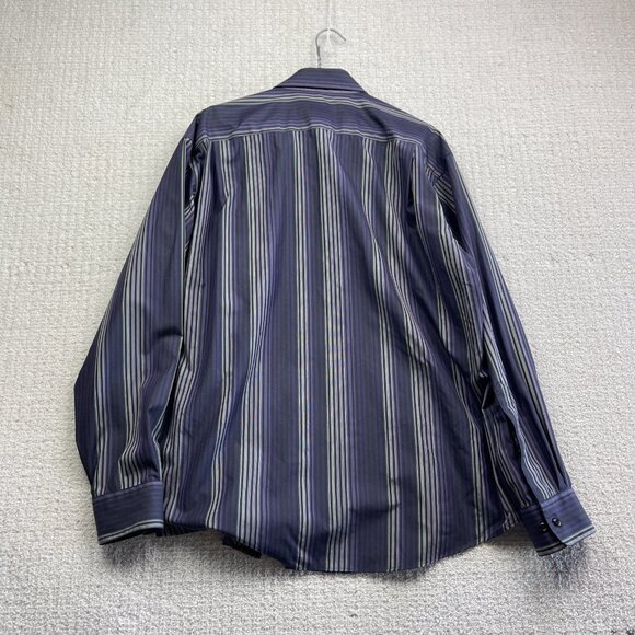 Joseph & Feiss Dress Shirt Men L Retro Purple Striped Classic Preppy Non-Iron - Picture 12 of 16